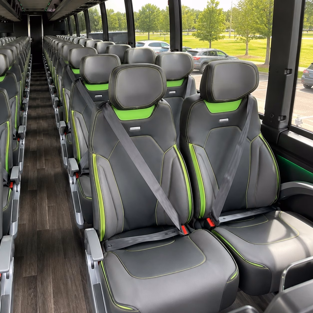 56 passenger charter bus inside